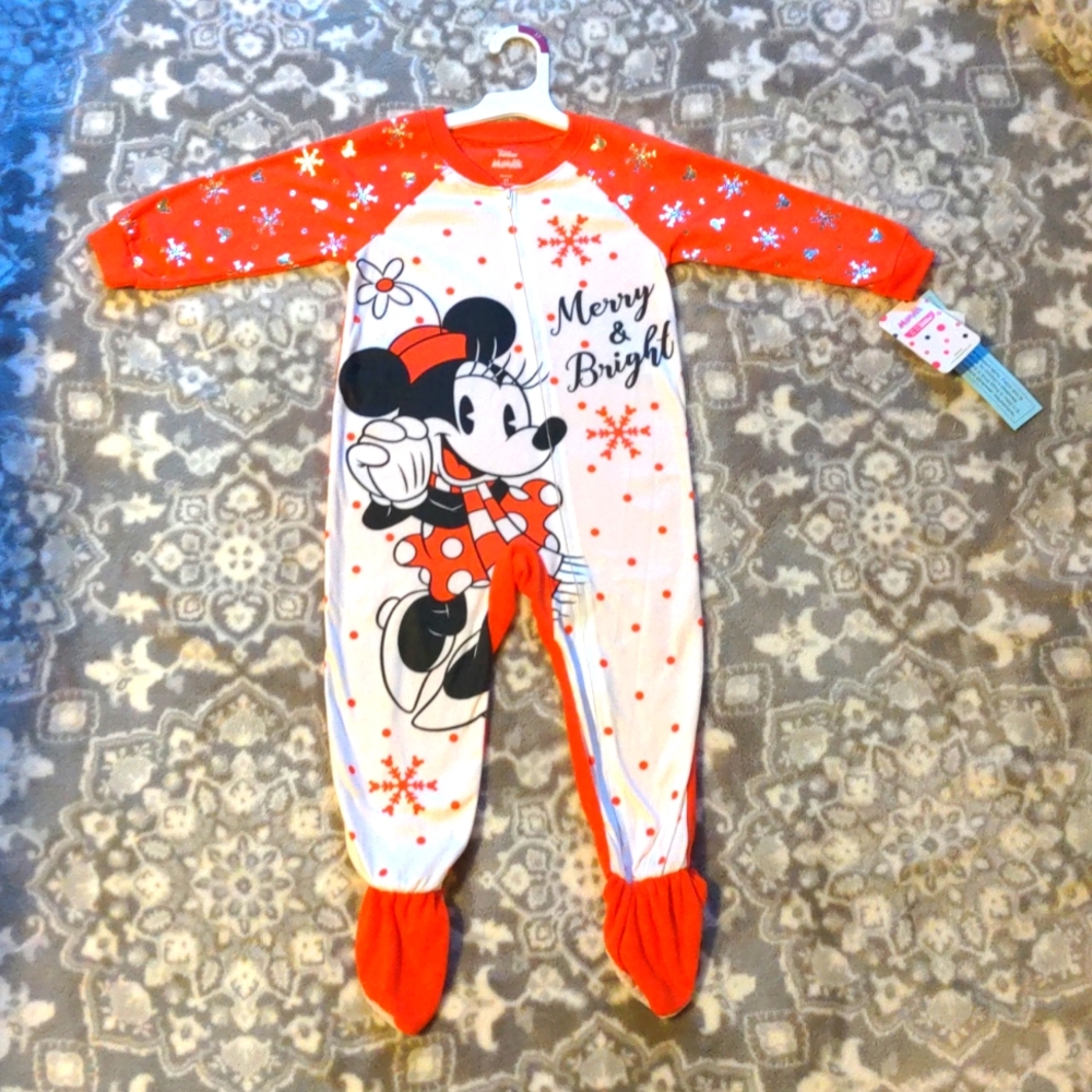 NEW Disney Junior Minnie Mouse Red Jammies Sleepsuit Age 4T Pajamas Toddler pj's